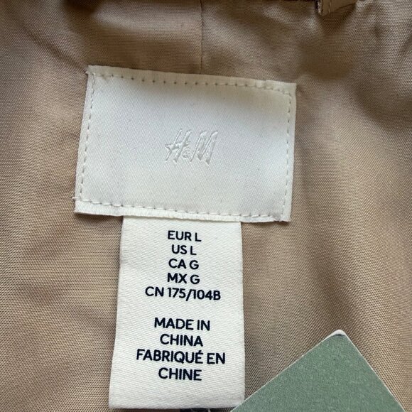 H&M Size L NEW Beige Sequined Glam Rock Party Peak Lapel Blazer Jacket - Picture 4 of 16